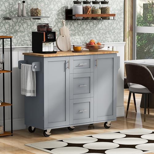Farmhouse Kitchen Island With Storage Large Kitchen Island With Drop Leaf Rolling Kitchen Island With 3 Drawer 2 Slide-Out Shelf And Internal Storage Rack White Kitchen Island For Restaurants