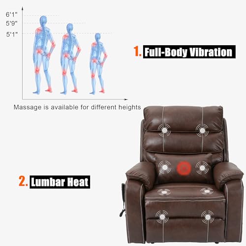 Power Lift Chair Lay Flat Recliner Infinite Position Electric Dual Motor Stand Up Lift Chair with Massage and Heat for Adults,Heavy Duty Recliners with 2 Remote Controls and Two Cup Holders