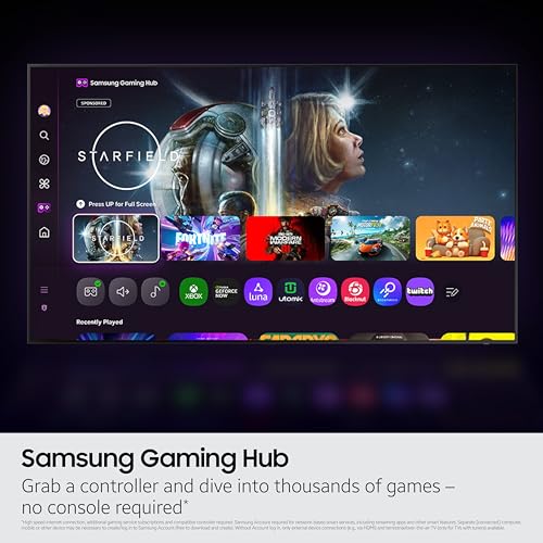Samsung 43-Inch Class Crystal UHD U8000F 4K Smart TV (2025 Model) Endless Free Content, Crystal Processor 4K, MetalStream Design, Knox Security, Alexa Built-in