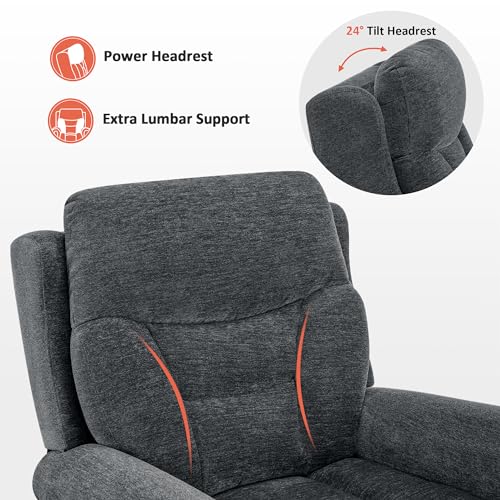 MCombo Triple Motor Power Lift Recliner Chair with Massage and Lumbar&seat Heating, Rolled Arms, Adjustable Headrest for Elderly People, Fabric 7888 (Coffee, Medium)