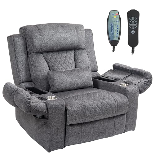 Power Lift Chair Lay Flat Recliner Infinite Position Electric Dual Motor Stand Up Lift Chair with Massage and Heat for Adults,Heavy Duty Recliners with 2 Remote Controls and Two Cup Holders