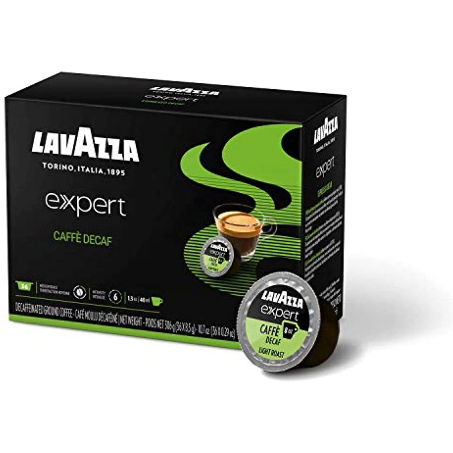 Lavazza Expert Caffe Decaf Capsules (36 Capsules), Expert Caffe Decaf, 36Count ,Value Pack, Blended And Roasted In Italy,Medium Roast Full And Balanced Blend