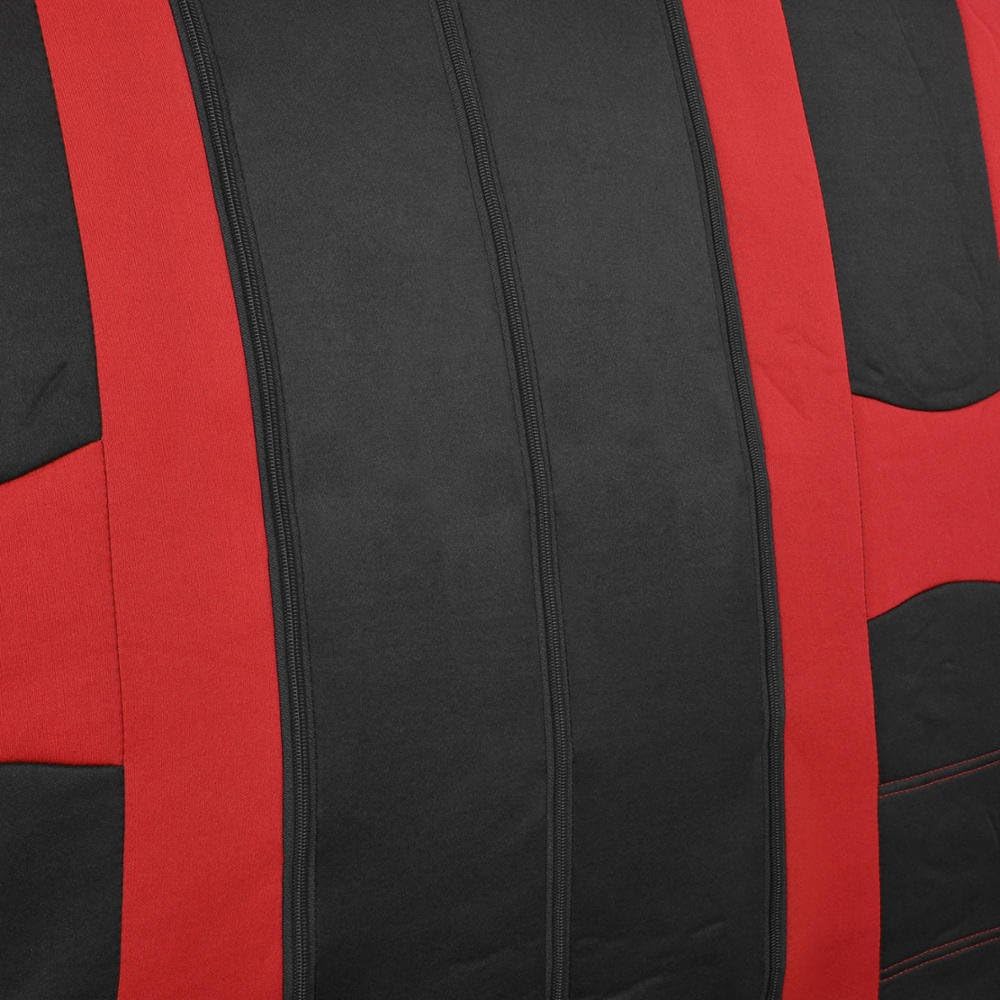 BDK Sport Series"Rome Sport" Black/Red Stripe Seat Covers w/Split Bench & Vinyl Trim Carpet Mats Full Set