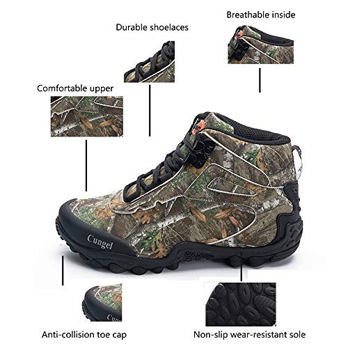 Waterproof High-top Men's Outdoor Hiking Shoes, Non-Slip Mountain Climbing Camping Boots, Wear-Resistant Hiking Shoes, Suitable for Outdoor Hiking (Grey 42)