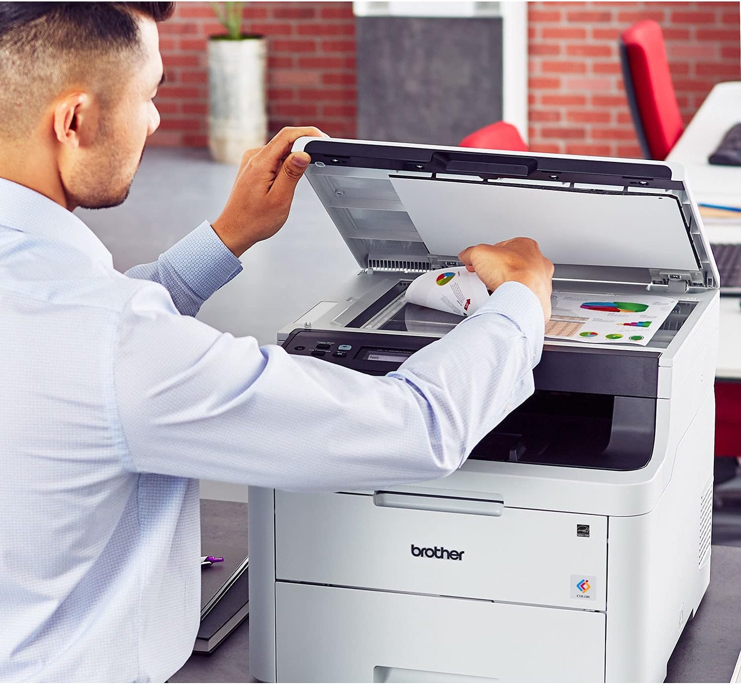 Brother HL-L3290CDW Compact Digital LED Color All-in-One Printer for Home Office with Convenient Flatbed Copy & Scan, Plus Wireless Duplex Printing, 25 ppm, 600x2400 dpi - BROAGE 6 Feet Printer Cable