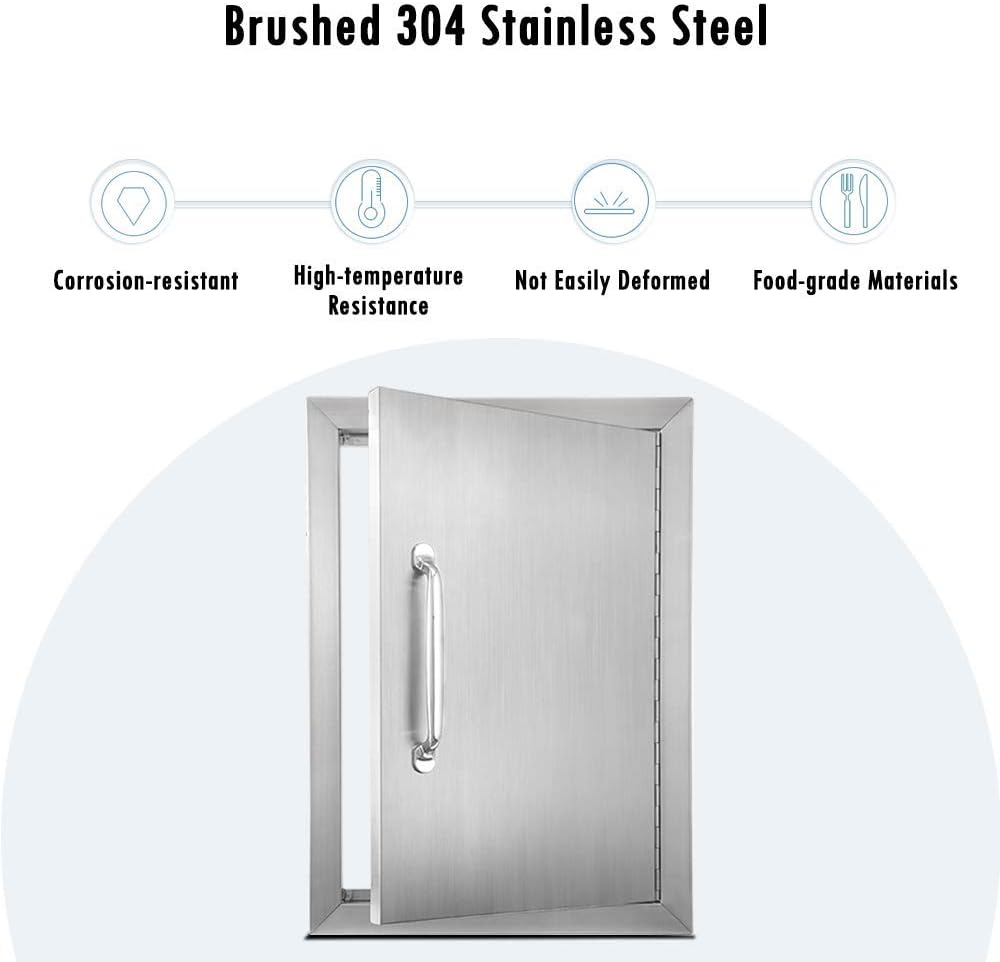 Karpevta Outdoor Kitchen Doors 14''W X 20''H Inch BBQ Access Door - Stainless Steel Single Wall Construction Vertical Door for Outdoor Kitchen Grilling Station or Commercial BBQ Island