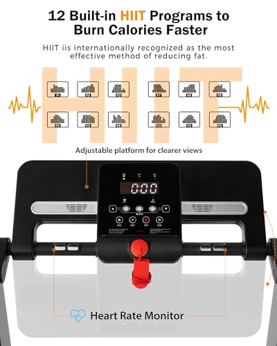 Treadmill-Walking Pad-Merax Treadmills for Home/Office, 2.5HP Electric Treadmill with 12 HIIT Modes, Space Saving Small Treadmill with Large Running Area, LCD Display, Pulse Sensor Easy to Fold