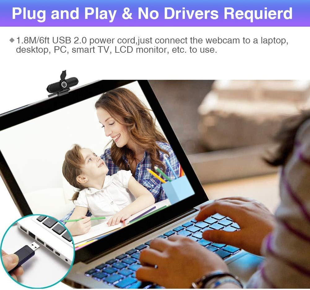 4K Webcam with Microphone,8 Megapixel Web Cam,Ultra HD Web Camera for Computers,Webcam for Laptop Desktop,USB Webcam with Privacy Cover,Pro Streaming Webcam for Video Calling