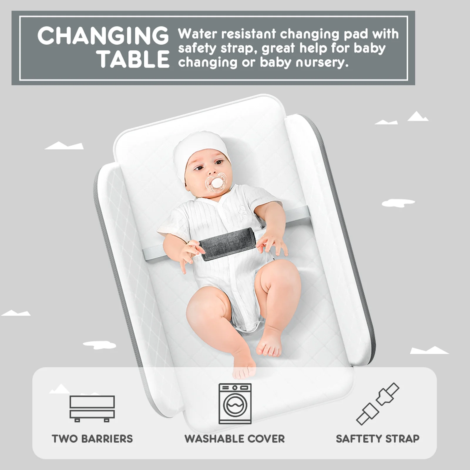 HARPPA 4 in 1 Baby Bassinet, Height Adjustable, Easy Folding, Gray