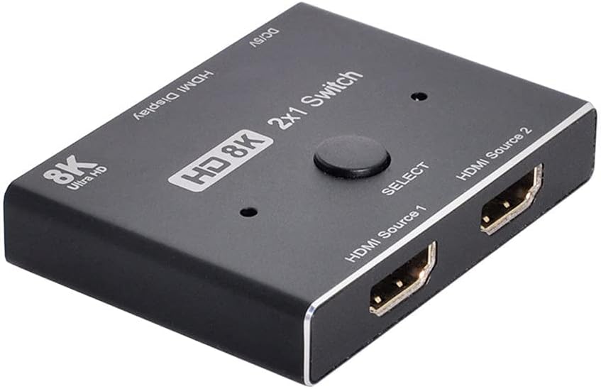 xiwai 8K@60hz HDMI-Compatible 2.1 Switch & 3 Cables 2-IN-1-OUT Hub Support HDCP SST Extended 4K@60hz