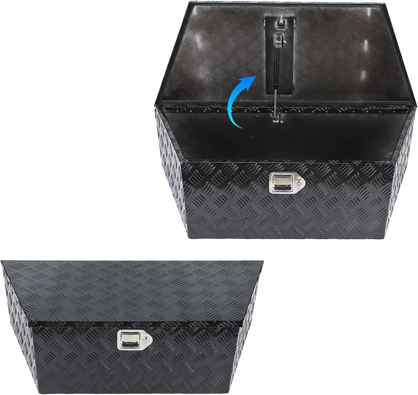 Aluminum Trailer Tongue Box,Trailer Tool Box Chest for Pickup RV Trailer,Toolbox Storage Organizer with Lock and Keys,39"x 16.5"x 12" - Black
