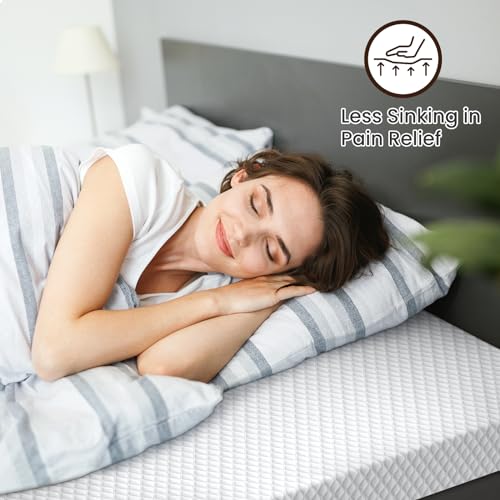 3 Inch Firm Mattress Topper Queen, Gel Infused Ventilated Bed topper for Back Pain Relief - Firm Foam Mattress Topper, CertiPUR-US Certified
