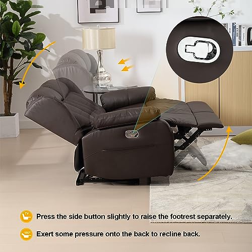 AHMED Home Theater Seating, Recliner Chair with USB Ports and Cup Holders, Faux Leather Recliner Sofa Set with Hidden Arm Console Storage, Ambient Lighting, Black