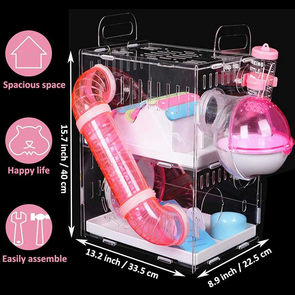 DuvinDD Hamster cages with crossover Tubes Tunnels Large Hamster cage Habitats gerbil House - Pet Supplies online store