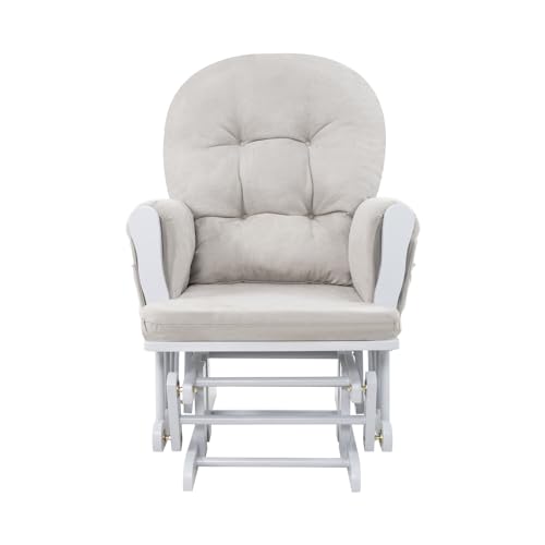 Brisbane Nursery Glider & Ottoman Sets, Glider Recliner Nursery Rocking Chair Nursery Glider Rocker with Ottoman, Reclining Gliders & Chairs for Breastfeeding, Maternity, Napping, Pecan/Dark Gray