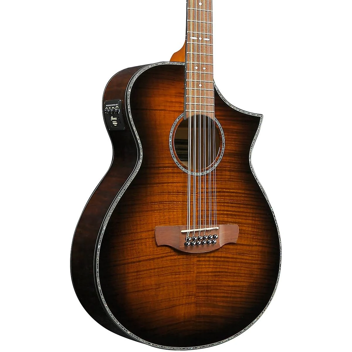Ibanez AEWC4012FM 12-String Acoustic Electric Guitar- Tiger Burst