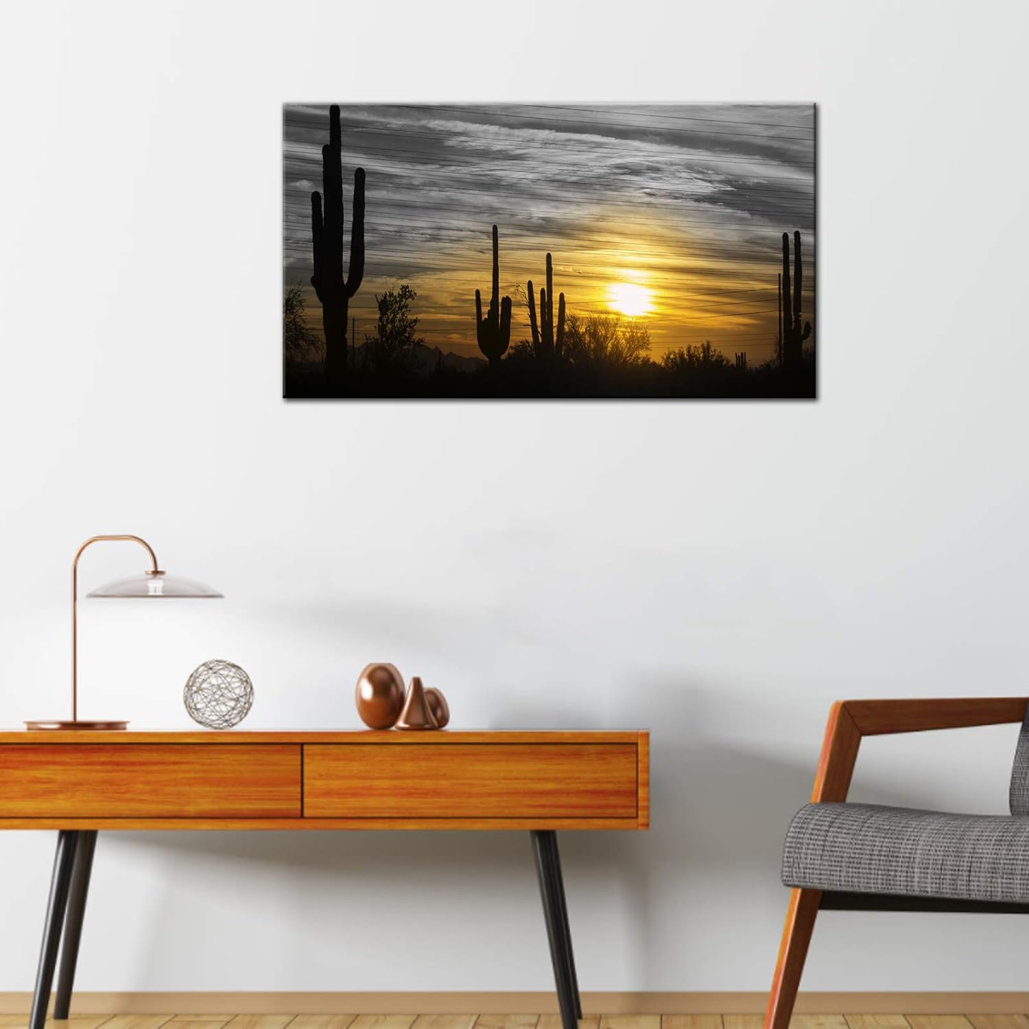 Artsbay Landscape Wall Art Sunset in Arizona Sonoran Desert Nature Landscape Saguaro Cactus Pictures Modern USA Southwest Scenery Home Decor Art Canvas Print Artwork for Living Room Ready to Hang