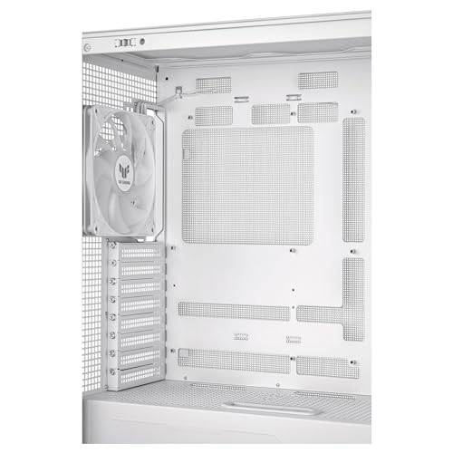 ASUS TUF Gaming GT302 ARGB ATX Mid-Tower PC Case – Four 140 x 28 mm ARGB Fans for High Airflow, Interchangeable Tempered Glass or Mesh Side Panels, Supports BTF Hidden-Connector Motherboards | White