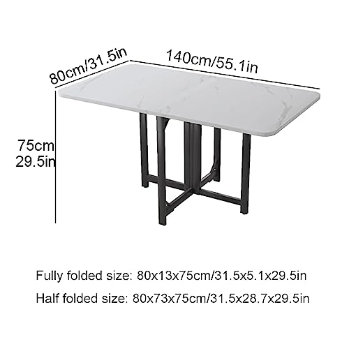Drop Leaf Folding Dining Table, Multifunctional Rectangular Extendable Dining Table, Space Saving Dinner Table for Kitchen Dining Room Home (Color : White, Size : 120cm/47.2in)