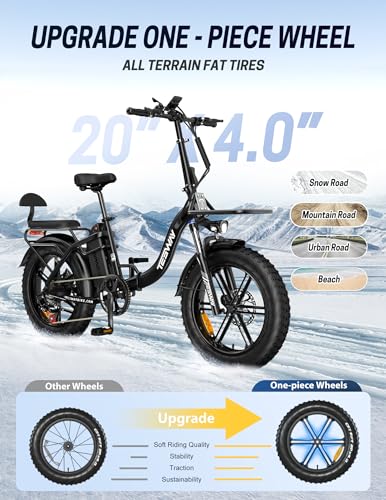 GESHENG 90 Miles 30AH/20AH Battery Folding Electric Bike,【6 Upgrades】 750W 32MPH Long Range E-Bike,20"x4.0" Fat Tire & Step-Thru Ebike for All Season, 2 Seats E-Cargo Bike