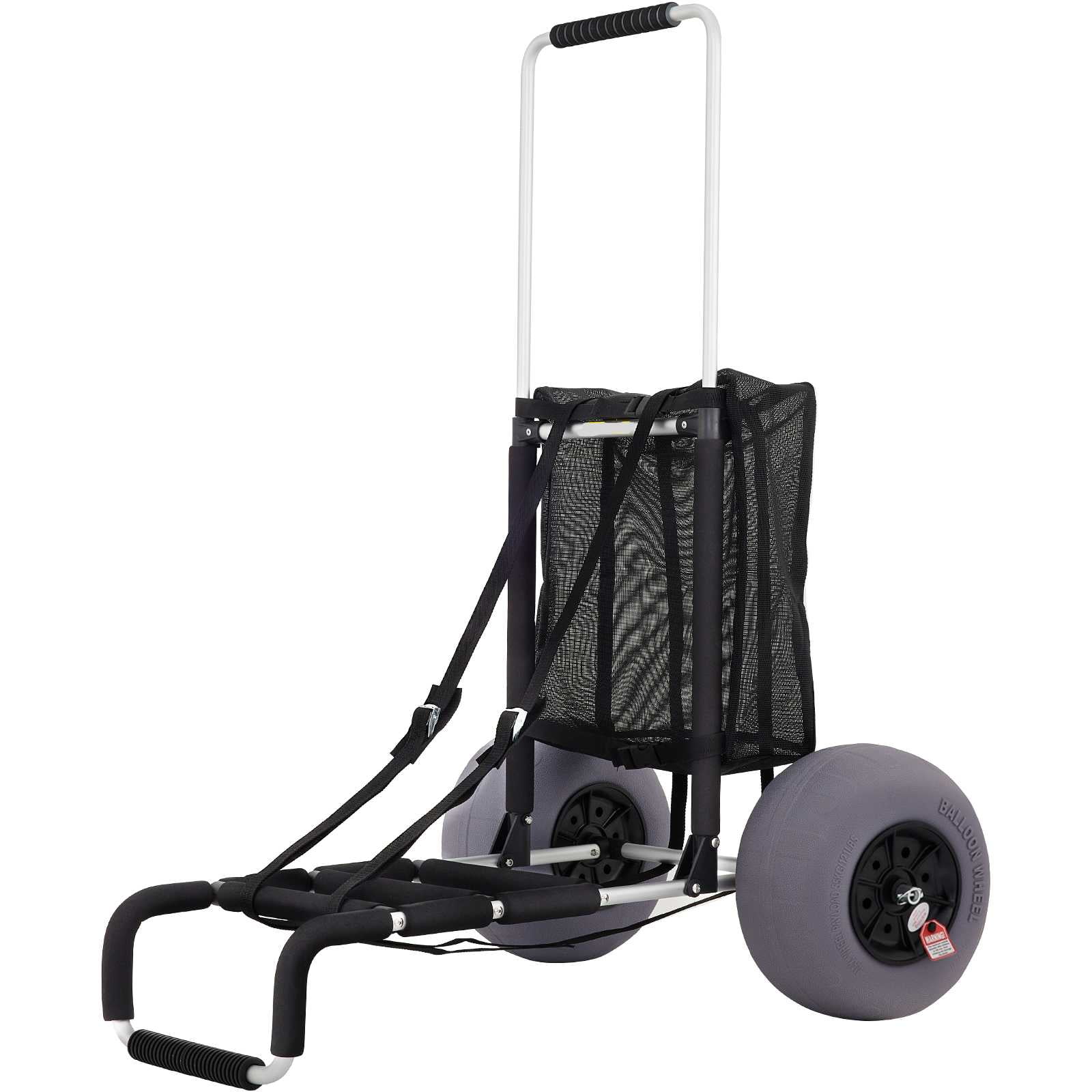 BENTISM Beach Carts for The Sand 165LBS Capacity Adjustable Handle Beach Wagon TPU 23" x 15" Deck with 13" Balloon Wheels for Beach Trips Camping Fishing