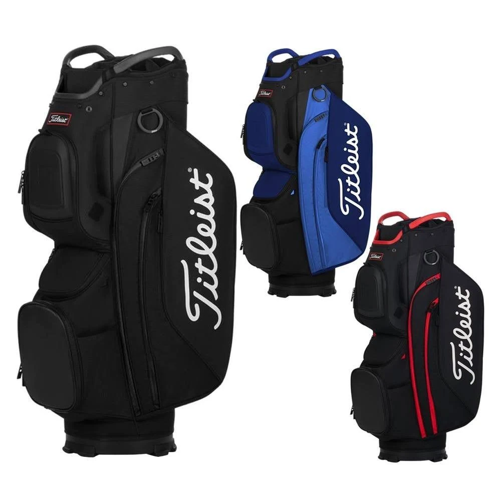Titleist 15 Cart Bag, Black/Black/Red