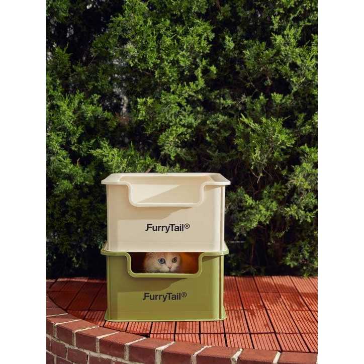 Furrytail Camp Open Rimmed XL Cat Litter Box With Scoop - Pet Supplies online store