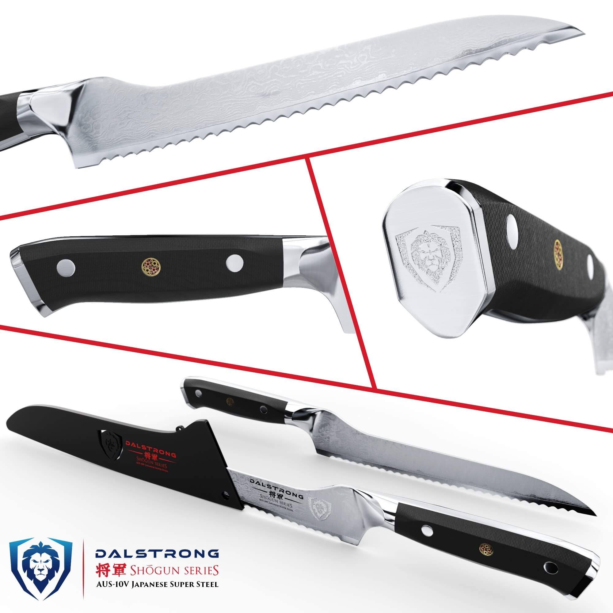 Dalstrong Serrated Offset Bread and Deli Knife- Shogun Series - Damascus - Aus-10v Japanese Super Steel - Vacuum Treated- 8 inch