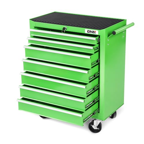 DNA MOTORING 7-Drawer Rolling Tool Cabinet Chest with Keyed Locking System Non-Slip Mat, for Garage Warehouse Workshop, Green, TOOLS-00399