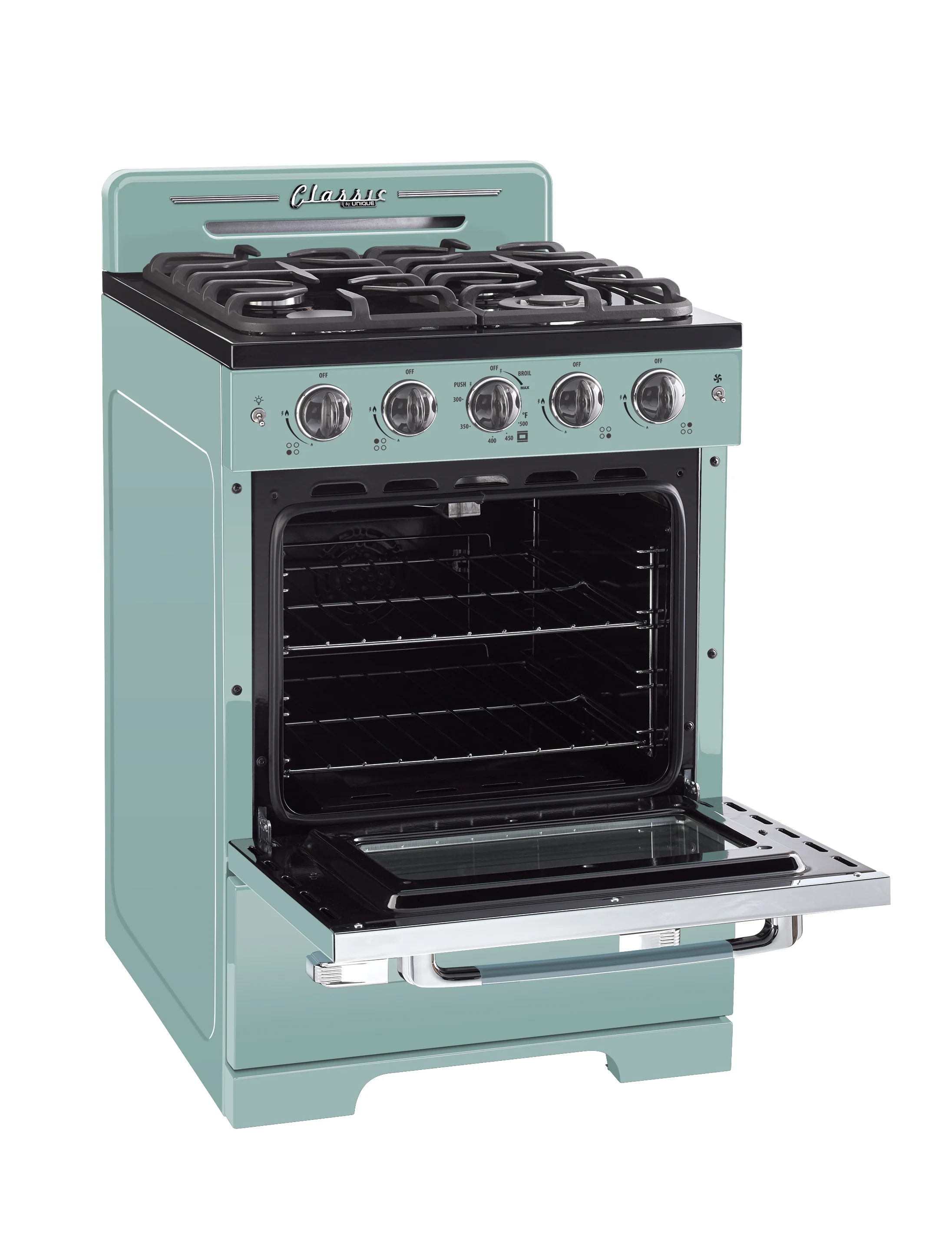 Unique Classic Retro 24" 2.9 cu/ft Freestanding Gas Range with Convection Oven and Sealed Burners