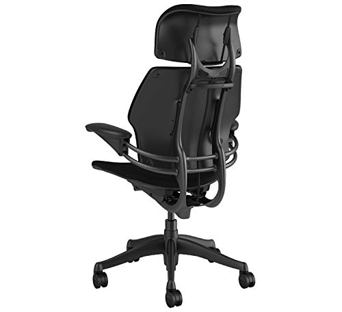 Humanscale Freedom Office Chair with Headrest - Ergonomic Work Chair with Advanced Highly Adjustable Duron Arms - Wheels for Carpet - Graphite Frame Hyacinth Blue Fourtis Fabric