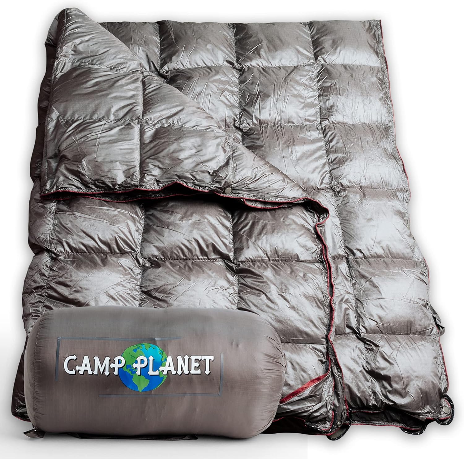 Duck Down Camping Blanket-Puffy Backpacking Quilt for1 Person -Genuine Down -Packable Lightweight Warm Puffer Blanket for Cold Weather Hiking -Waterproof Travel Gear -Throw Blankets for Camp Army