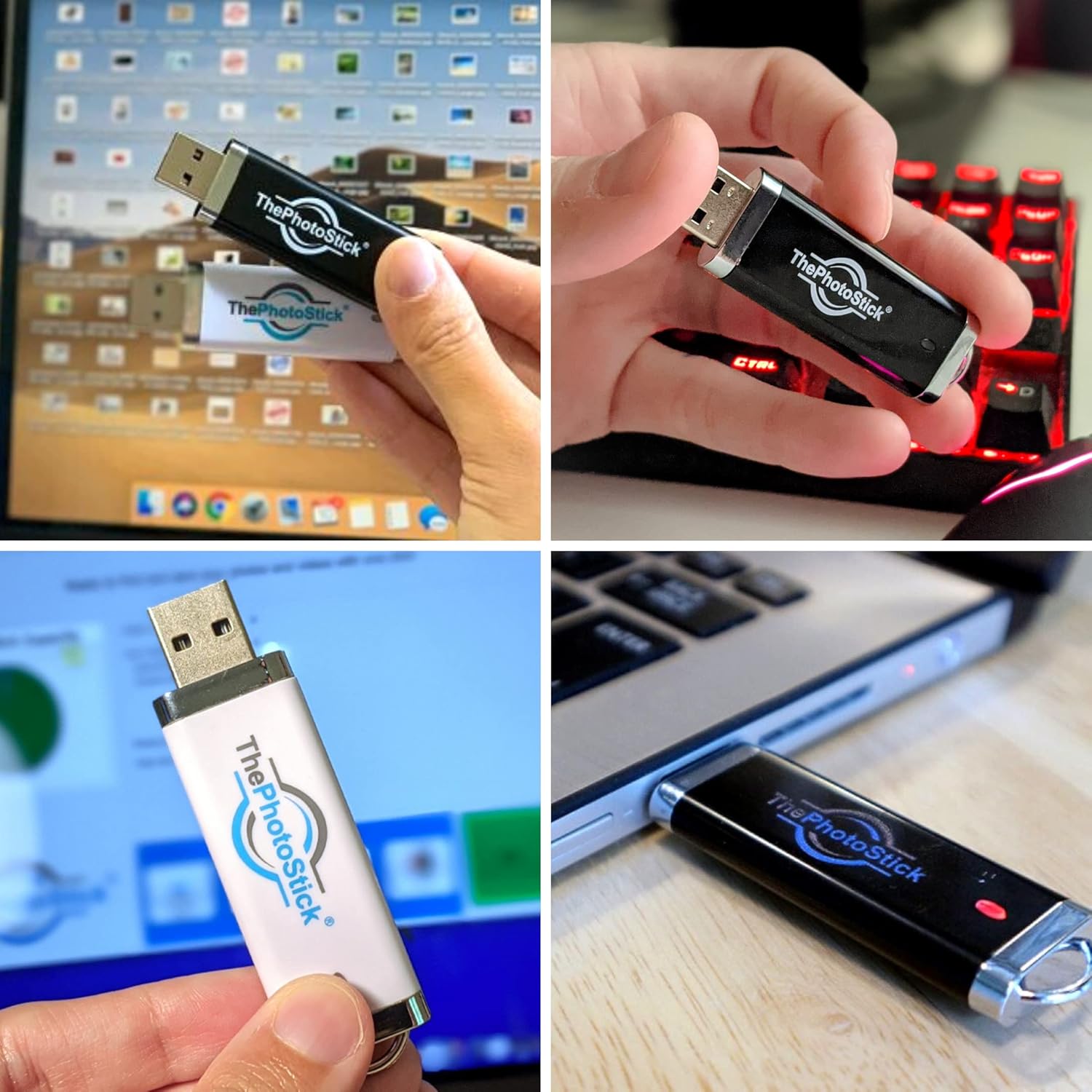 ThePhotoStick 128GB - Easy, One Click Photo and Video Backup Pack of 2