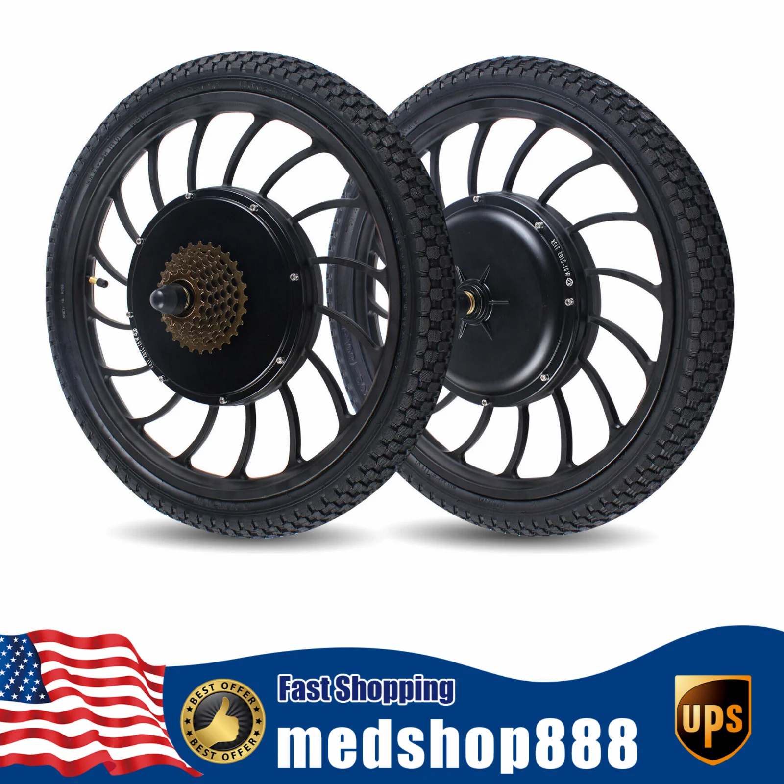 Ebike Electric Bicycle Conversion Kit 20" E-Bike Rear Hub Motor Wheel