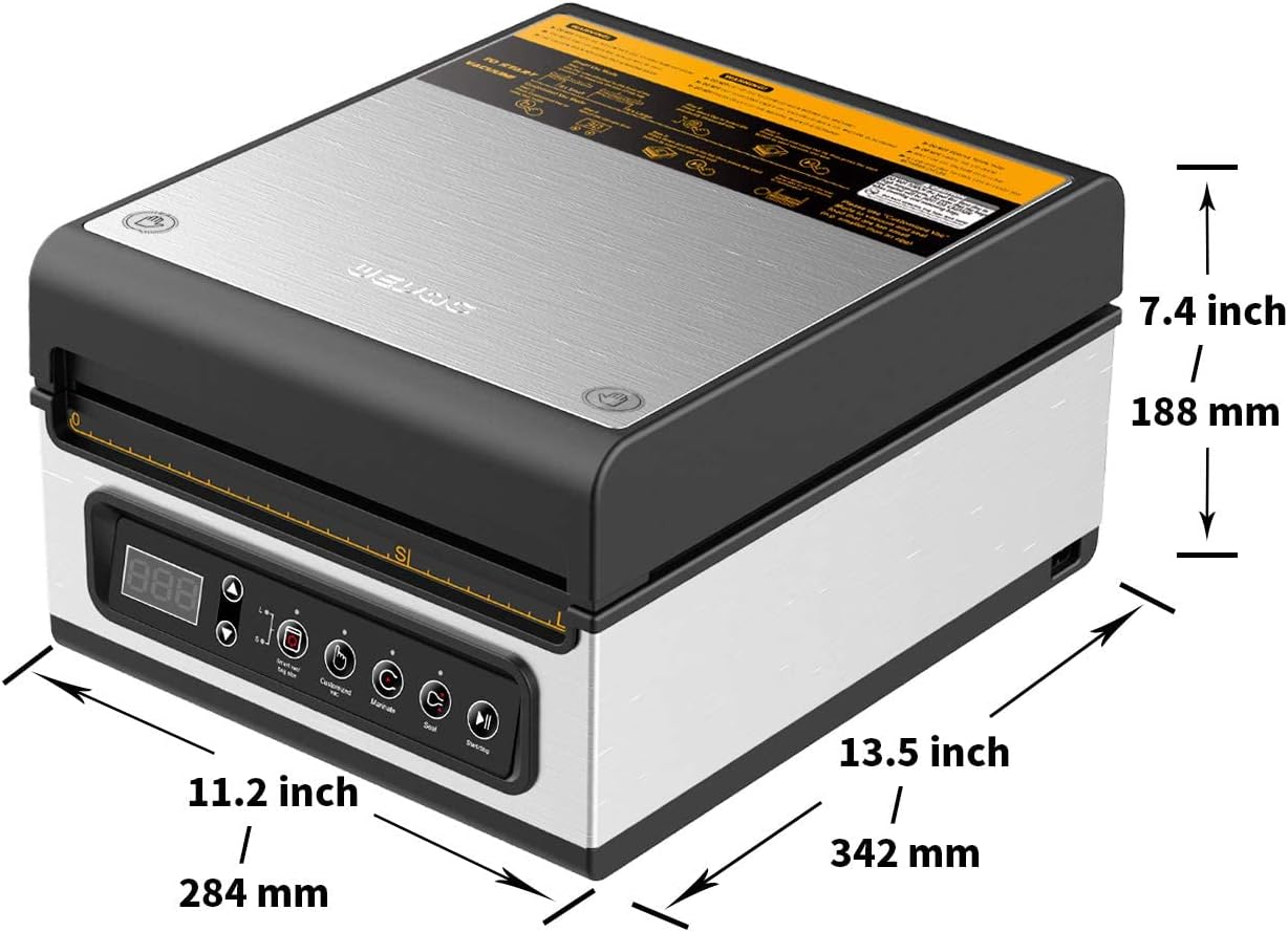 Wevac Chamber Vacuum Sealer, CV10, ideal for liquid or juicy food including Fresh Meats, Soups, Sauces and Marinades. Compact design, Heavy duty, Professional sealing width, Commercial machine
