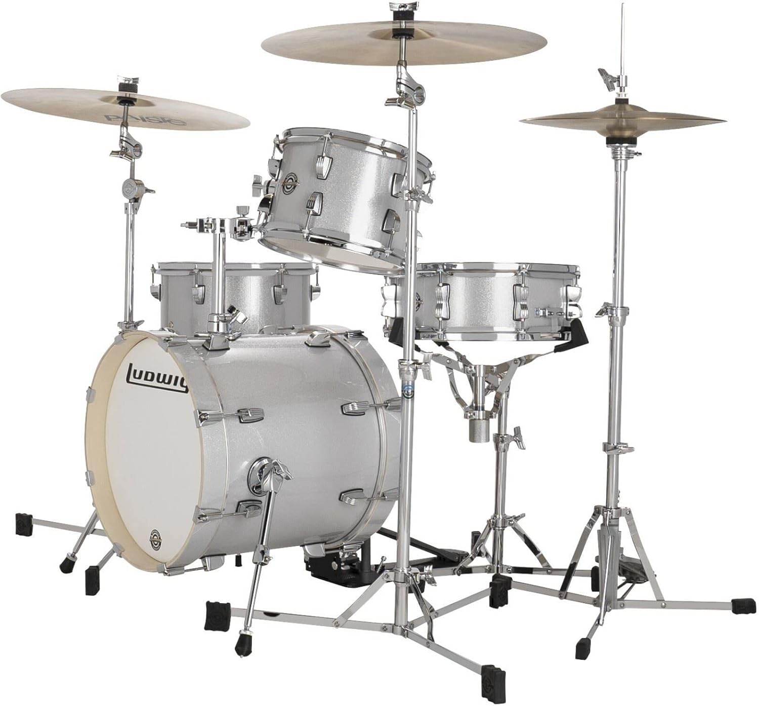 Ludwig Breakbeats by Questlove 4-Piece Drum Set Shell Pack, Silver Sparkle