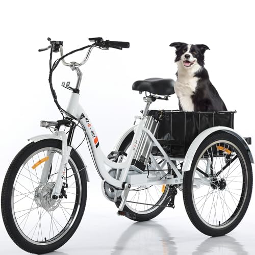 HOLAA Electric Tricycle for Adults 3 Wheel Electric Bicycle, 24" Electric Bicycle with 350w Motor & Removable 36V 12Ah Lithium Battery