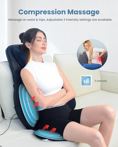 COMFIER Shiatsu Neck Back Massager with Heat, 2D ro 3D Kneading Massage Chair Pad, Adjustable Neck Massage,Seat Massager for Full Body Relaxation, Christmas Gifts for Dad Mom Women Men,Dark Gray