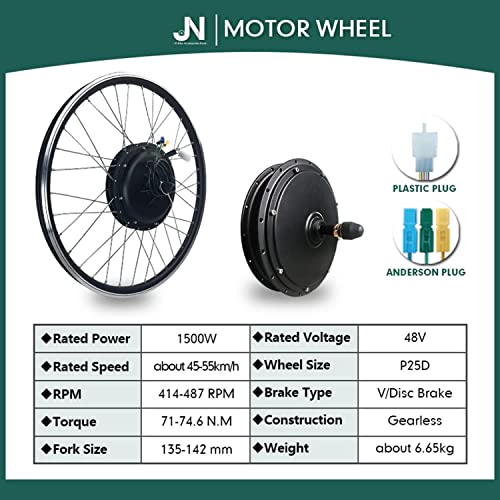 Electric Bike Conversion Kit 48V 1000W/1500W Electric Bicycle Conversion Kit, E-Bike Cassette Rear Wheel Conversion Kit,16"/20"/24"/26"/27.5"/28"/29"/700C Powerful Rear Hub Motor Kit