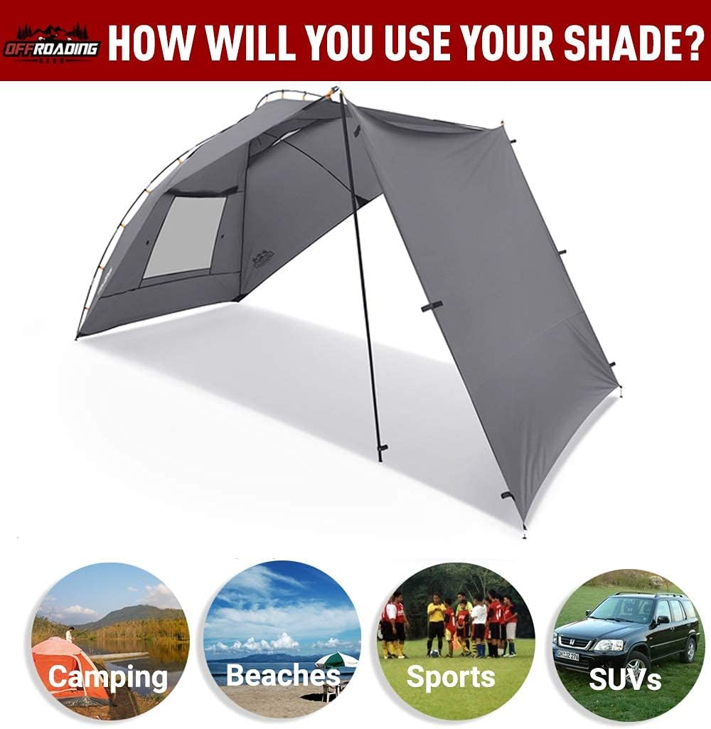 Portable Awning/Canopy/Sun Shade with Privacy Wall for Car/SUV/Camping/Beach/Etc.