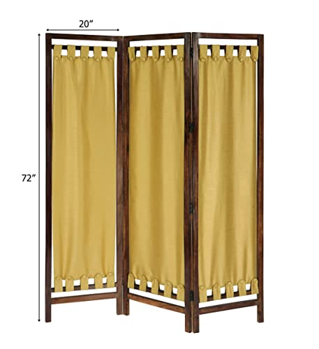 Room Divider Wood Screen - Ghanti Bells Antique Brown - 4 Panel Folding 72 x 80 - Assembled Hand Carved Decorative Functional Versatile Portable Partition Reversible Privacy Boho - COTTON CRAFT