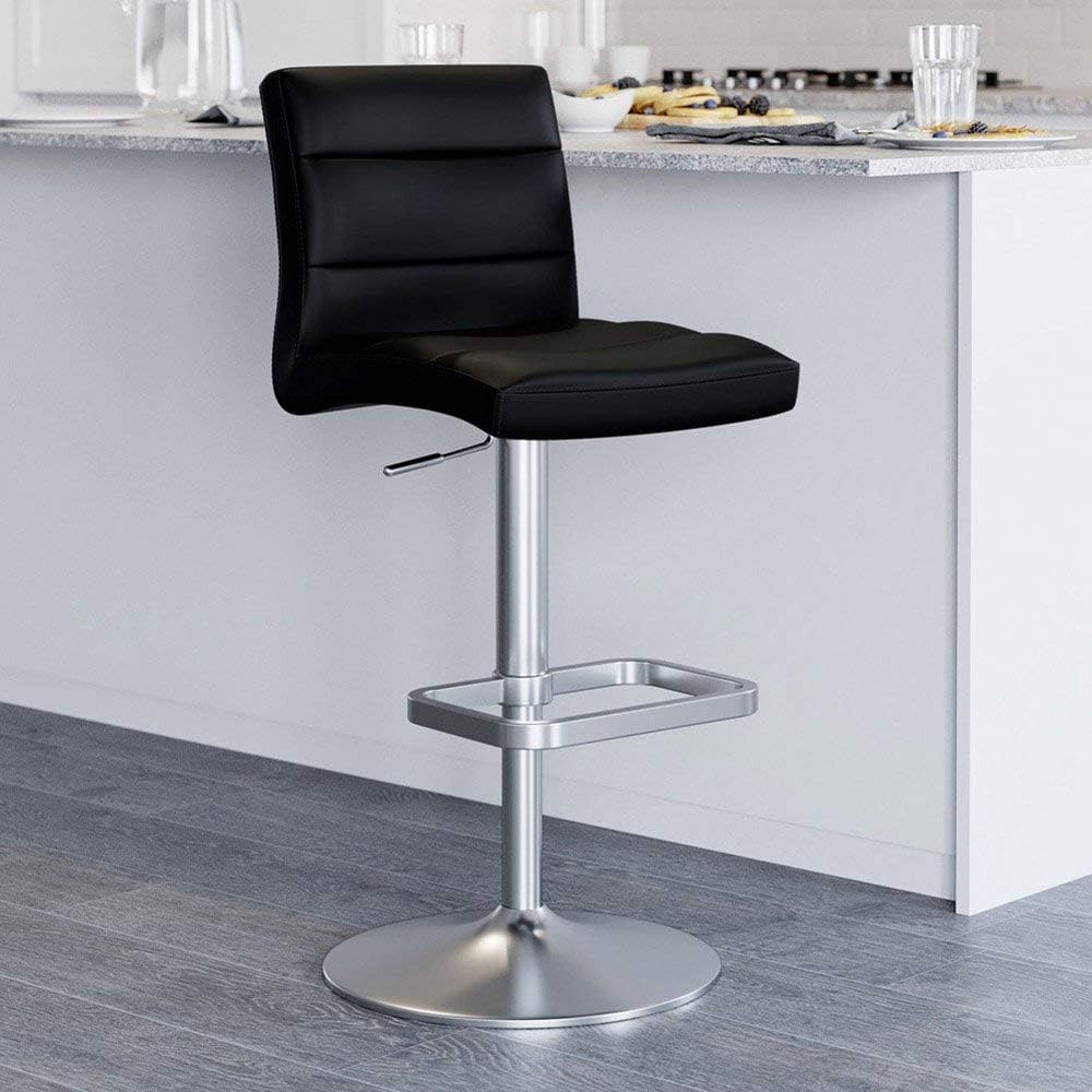 Zuri Furniture Black Lush Adjustable Height Swivel Armless Bar Stool