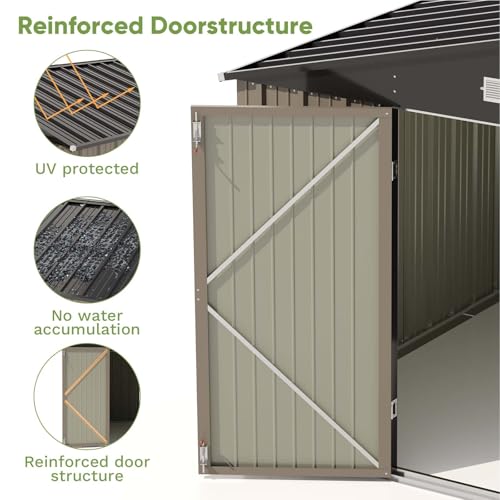 Patiowell 3 x 3 FT Outdoor Storage Shed,Small Garden Tool Storage Shed with Sloping Roof and Single Lockable Door, Outdoor Shed for Backyard Garden Patio Lawn, Grey