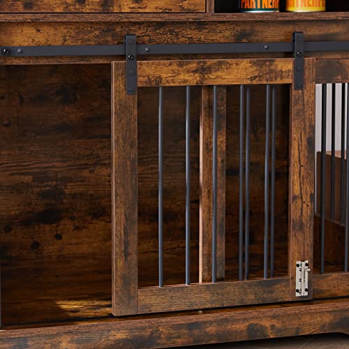 Dog Crate Furniture, Dog Crate Table with Sliding Barn Door, 35" Dog Kennel Furniture Heavy Duty Wood Crates for Small/Medium/Large Dogs Kennel Indoor Brown One Size