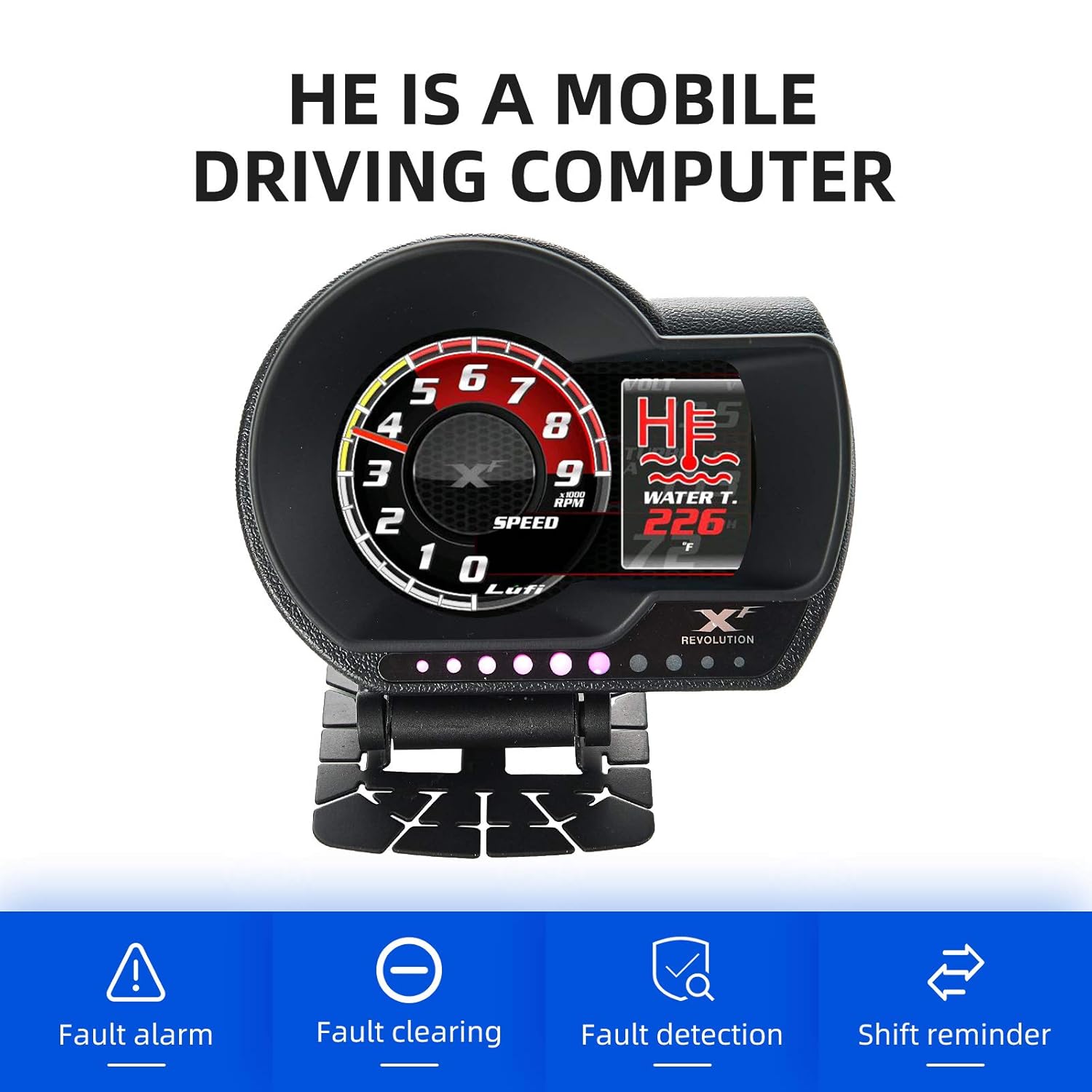 Lufi-Xf Multifunctional Obd2 Gauge, Heads Up Display, Obd2 Scanning Tool Combination Meter