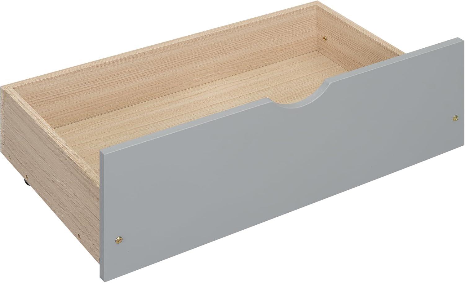 Queen Size Bed Frame, Wooden Platform Bedframe with Bookcase Headboard and 2 Storage Drawers, No Box Spring Needed, Gray