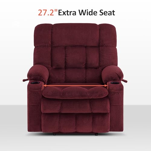 MCombo Dual Motor Power Lift Recliner Chair with Massage and Heat for Elderly People, Infinite Position, USB Ports, Cup Holders, Fabric 7890 (Medium-Regular, Burgundy)