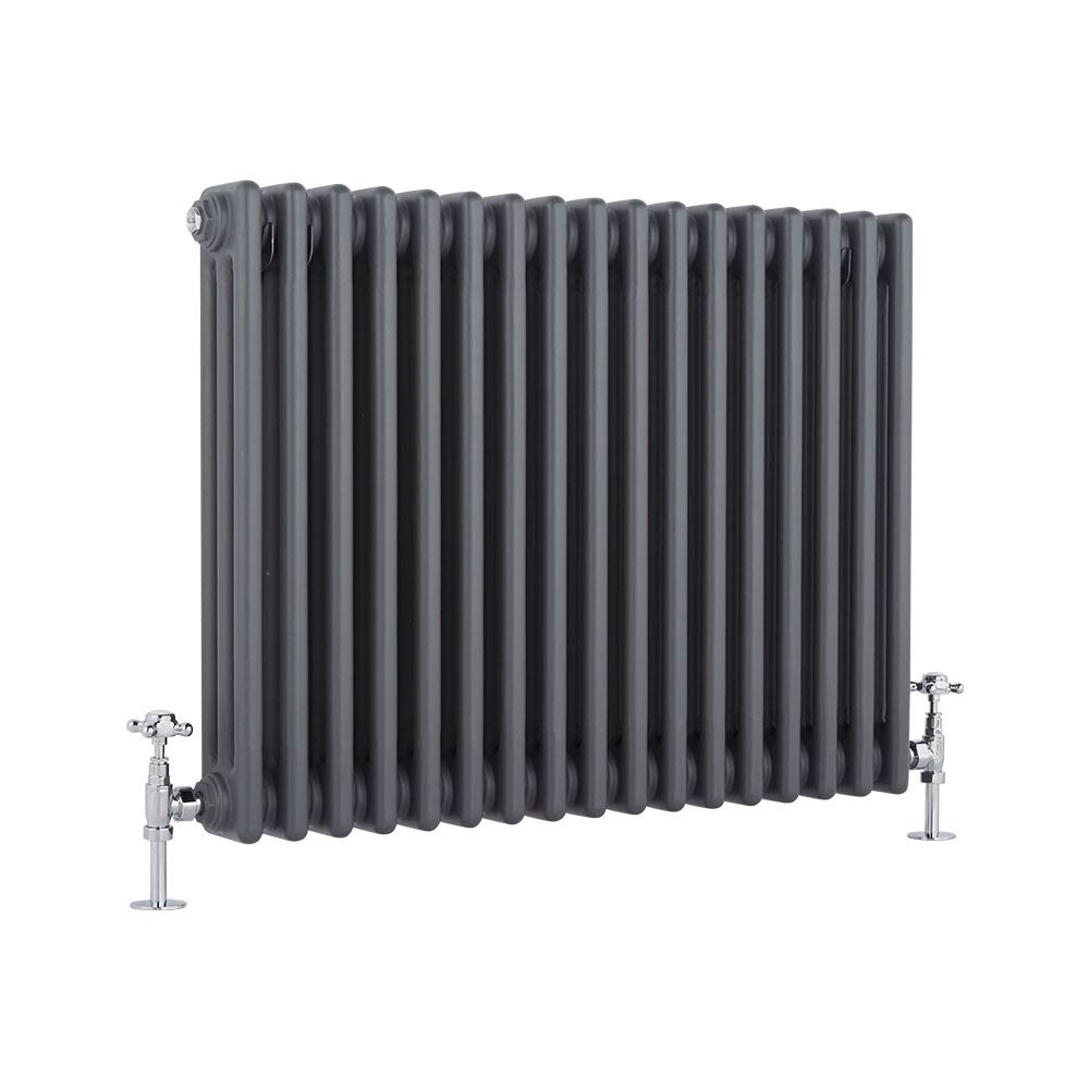 Hudson Reed Regent - Cast Iron Hot Water Radiator - 24x22 x 30x22 - Horizontal European Design - Anthracite NAHBAT12