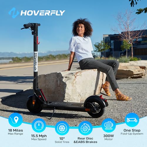 GXL MAX Electric Scooter for Adults, Anti Flat 10" Solid Tire, Max 18 Mile Range and 15.5Mph Speed Power by 300W Motor, Portable Foldable Commuting Escooter for Adult with EABS&Disc Braking