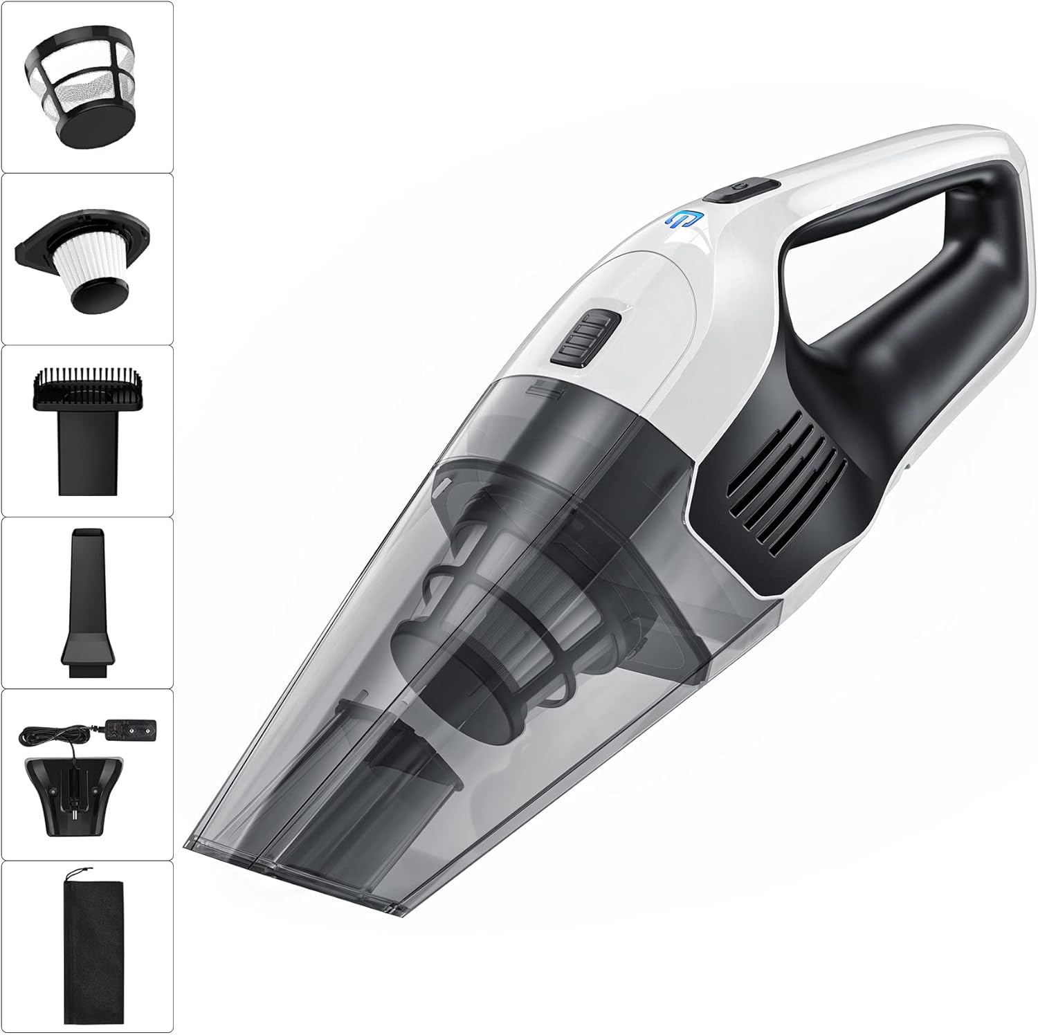 Handheld Vacuum 8000Pa, Wall-Mounted Rechargeable Powerful Hand-held Cordless Vacuum Cleaner with 30min Runtime, 3H Quick Charge Multipurpose Lightweight Hand Vacuum for Dust Carpet Stair Pet Hair